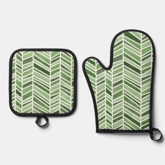 Set De Manoplas Patrón de hueso de arenisca acuático, verde monocr (Anverso)