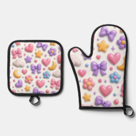 Set De Manoplas Patrón de iconos pastel de dulces lindos