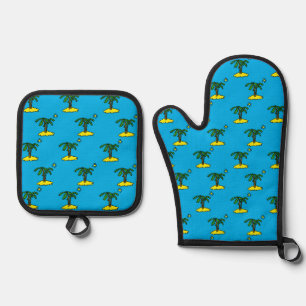 Set De Manoplas Patrón de Islas Desérticas Tropicales en un