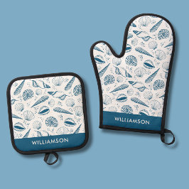 Set De Manoplas Patrón de las conchas azules