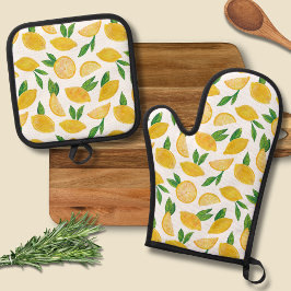Set De Manoplas patrón de limón cítrico