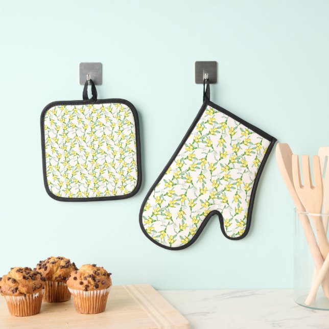 Set De Manoplas patrón de limones  (Insitu (colgante))