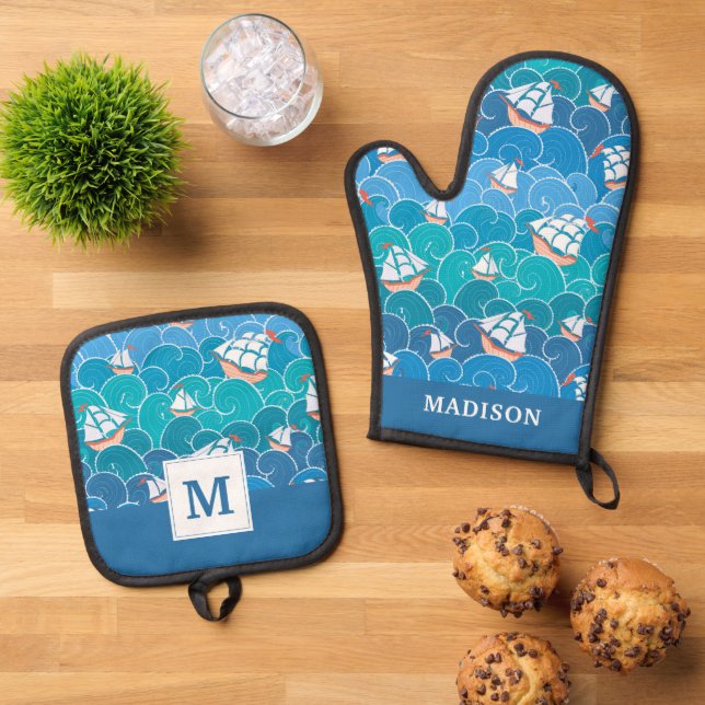 Set De Manoplas Patrón de mar rocoso (De arriba hacia abajo)