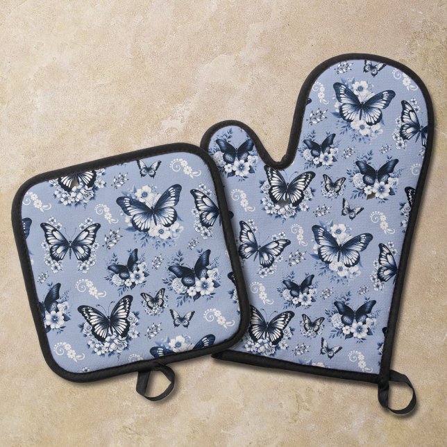 Set De Manoplas Patrón de mariposa azul (Subido por el creador)