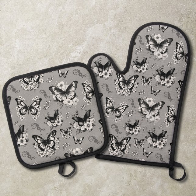 Set De Manoplas Patrón de mariposa gris (Subido por el creador)