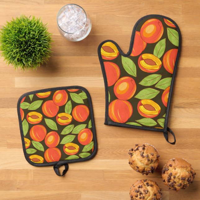 Set De Manoplas Patrón de melocotón de verano dulce (De arriba hacia abajo)