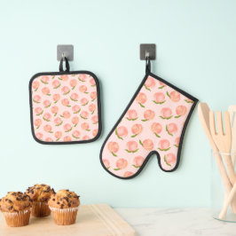 Set De Manoplas Patrón de melocotón de verano dulce