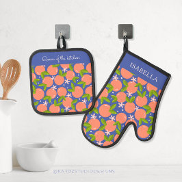 Set De Manoplas Patrón de naranja moderno personalizado con estilo