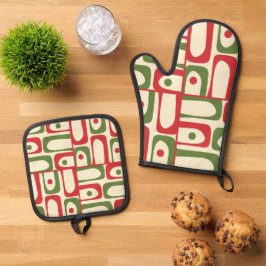 Set De Manoplas Patrón de Navidades Piquet Retro de Mediados del S