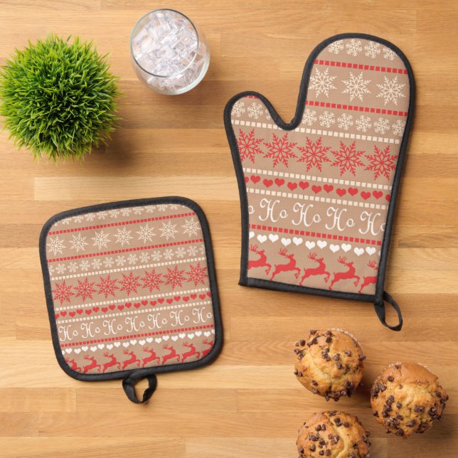 Set De Manoplas Patrón de Navidades populares (De arriba hacia abajo)