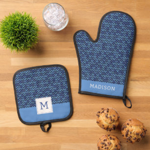 Set De Manoplas Patrón de nudo azul