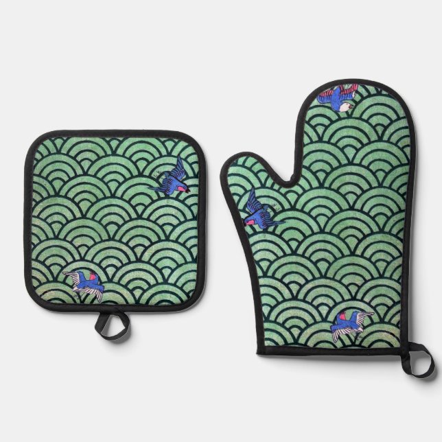 Set De Manoplas Patrón de Onda Tradicional Japonesa (Anverso)