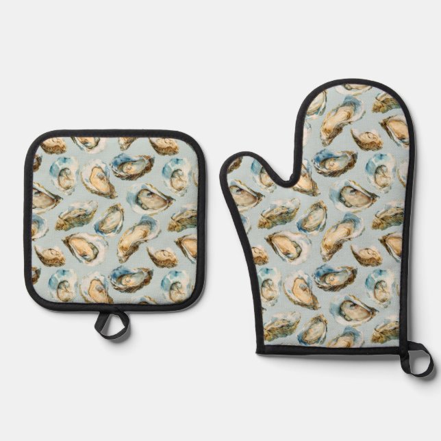 Set De Manoplas patrón de ostras chic (Anverso)