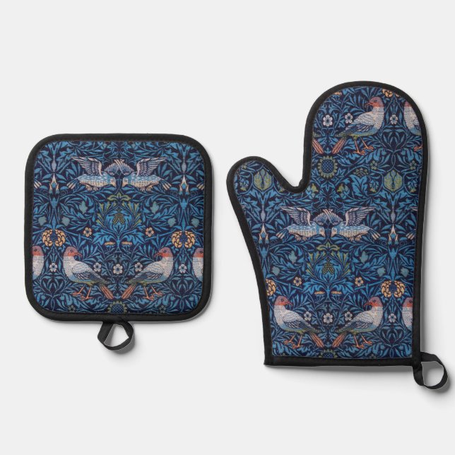 Set De Manoplas Patrón de pájaros, William Morris (Anverso)