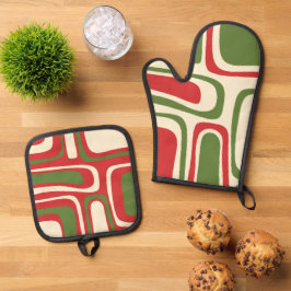 Set De Manoplas Patrón de Palm Springs para Navidades Modernos de 