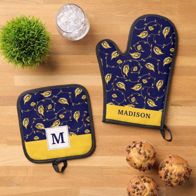 Set De Manoplas Patrón de pavo real (De arriba hacia abajo)