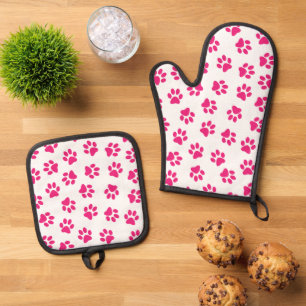 Set De Manoplas Patrón De Paws, Paws De Perro, Paws Rosados