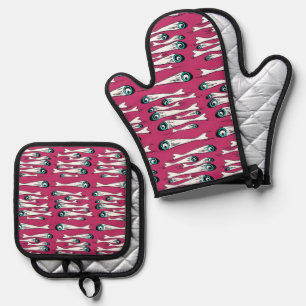 Set De Manoplas Patrón de peces negrita