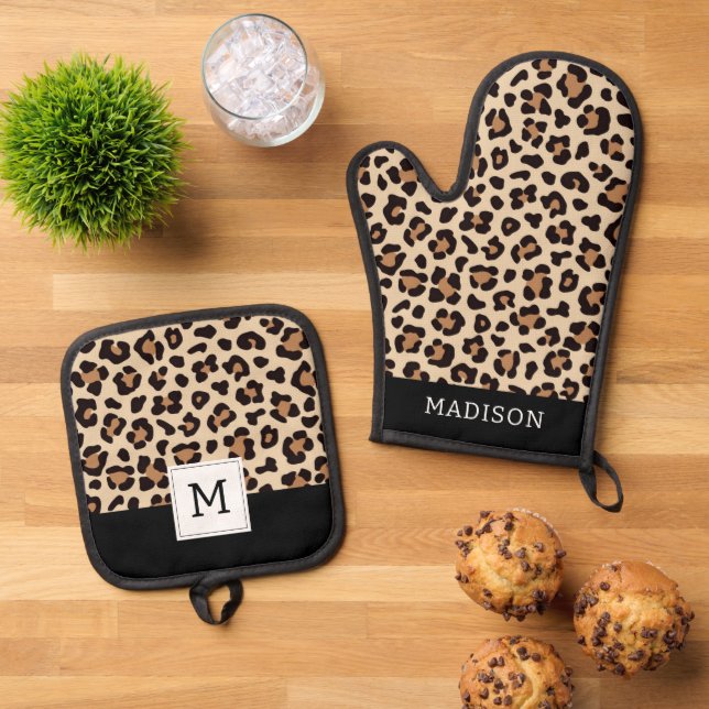 Set De Manoplas Patrón de Piel de Leopardo (De arriba hacia abajo)