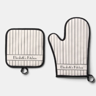 Set De Manoplas Patrón de pinzas blancas negras personalizadas
