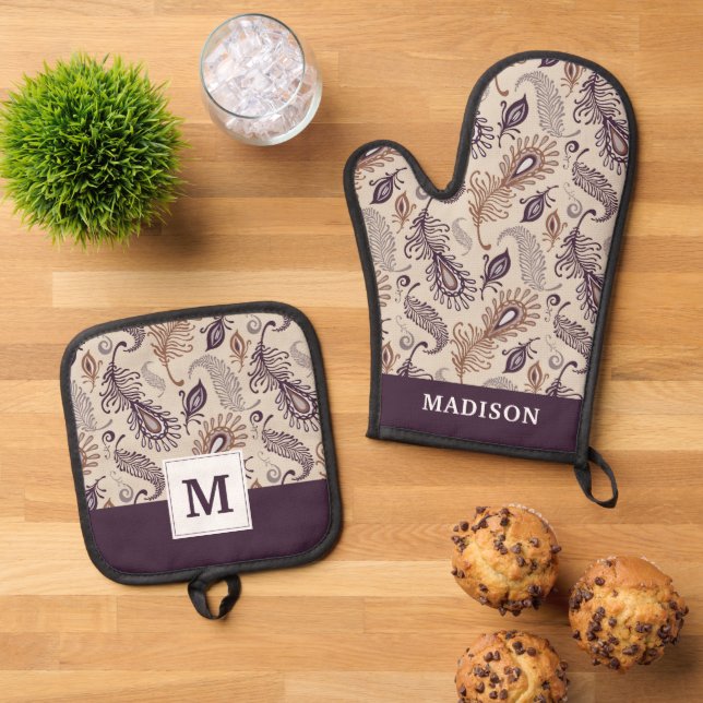 Set De Manoplas Patrón de plumas variadas (De arriba hacia abajo)