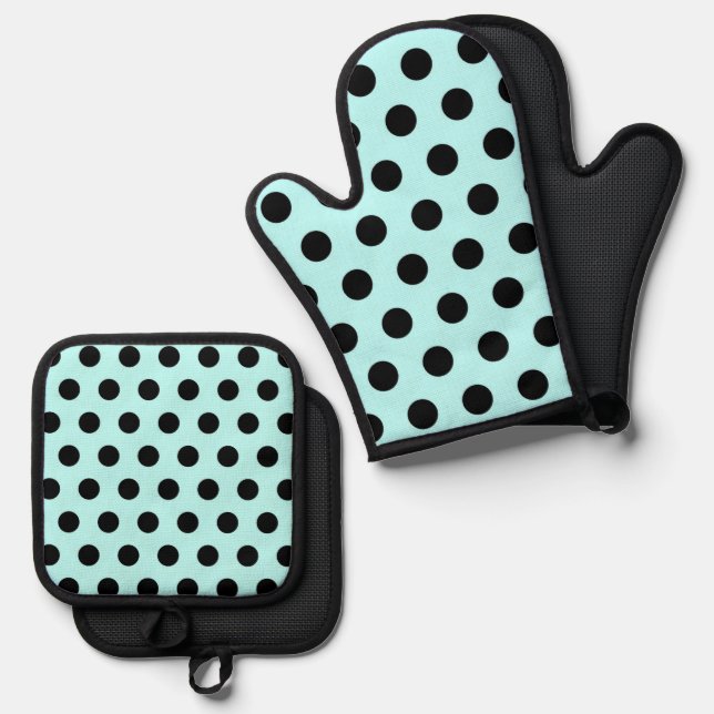 Set De Manoplas Patrón de polkadots retro (Anverso/Reverso)