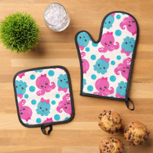 Set De Manoplas Patrón de pulpo, pulpo tórrido, animales marinos