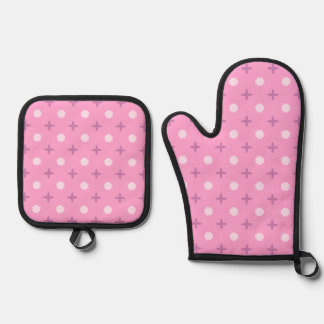 Set De Manoplas Patrón de puntos de pétalo de estrella rosa