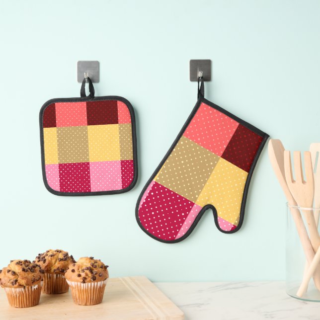 Set De Manoplas Patrón de puntos monogramados de polka (Insitu (colgante))