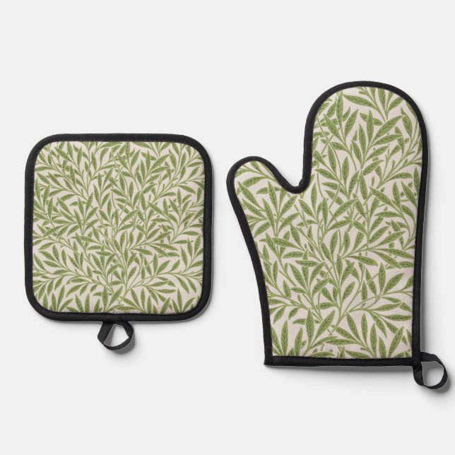 Set De Manoplas Patrón de ramas verdes frondosas (Anverso)