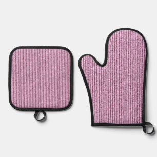 Set De Manoplas Patrón de raya de pana rosa casual