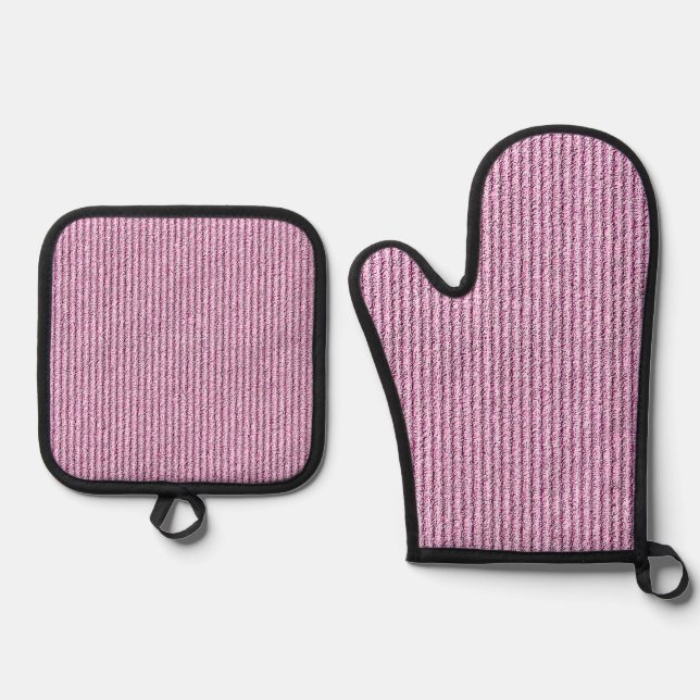 Set De Manoplas Patrón de raya de pana rosa casual (Anverso)