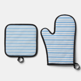 Set De Manoplas Patrón de rayas blancas y azules