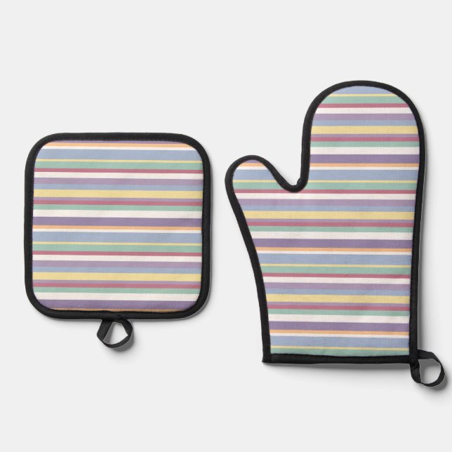 Set De Manoplas Patrón de rayas pastel (Anverso)