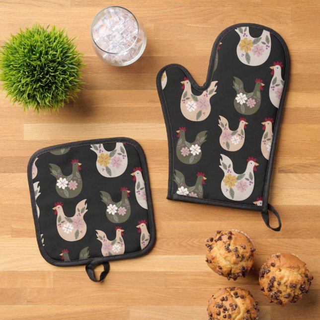 Set De Manoplas Patrón de Semana Santa sin fisuras con pollo. (De arriba hacia abajo)