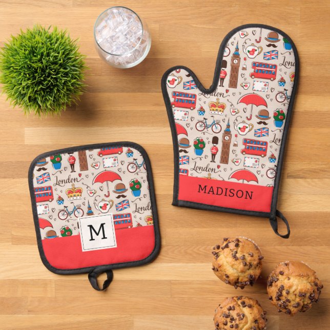 Set De Manoplas Patrón de símbolos de Londres (De arriba hacia abajo)