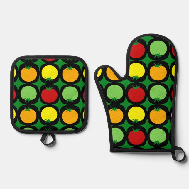 Set De Manoplas Patrón de tomates redondos de Kawaii (Anverso)