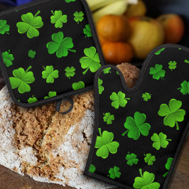 Set De Manoplas Patrón de trajes de cuatro hojas de Irlanda