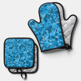 Set De Manoplas Patrón de triángulo azul