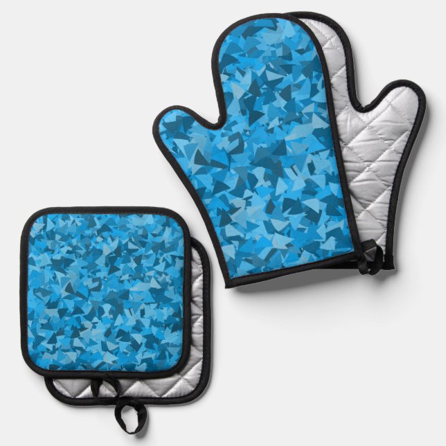 Set De Manoplas Patrón de triángulo azul (Anverso/Reverso)
