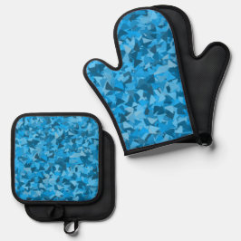 Set De Manoplas Patrón de triángulo azul
