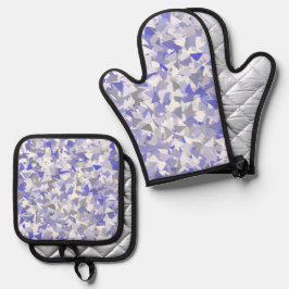 Set De Manoplas Patrón de triángulo gris púrpura