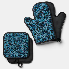 Set De Manoplas Patrón de triángulo negro azul