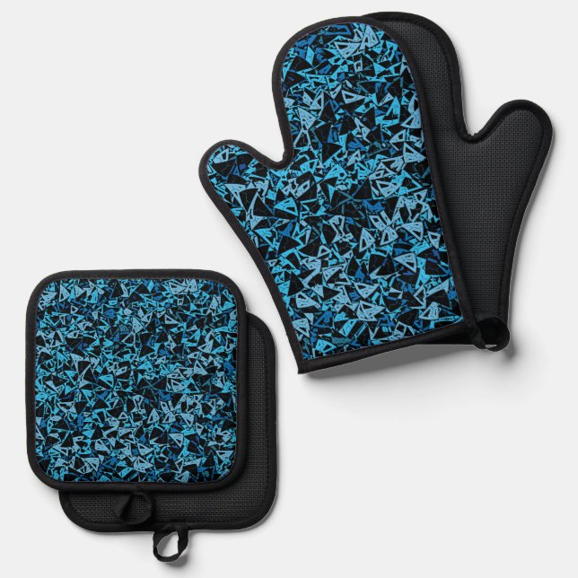 Set De Manoplas Patrón de triángulo negro azul (Anverso/Reverso)