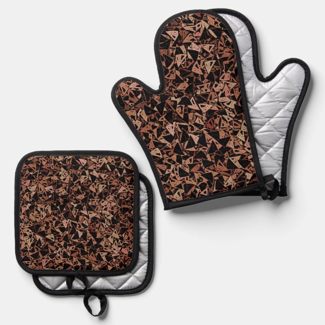 Set De Manoplas Patrón de triángulo negro marrón (Anverso/Reverso)