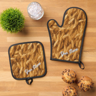 SET DE MANOPLAS PATRÓN DE TRIGO PERSONALIZADO