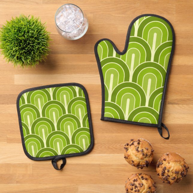 Set De Manoplas Patrón de ventilador geométrico retro (De arriba hacia abajo)