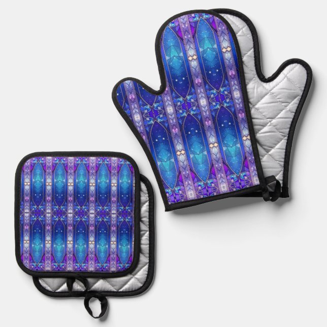 Set De Manoplas Patrón de vidrio emplomado moderno (Anverso/Reverso)