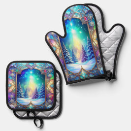 Set De Manoplas Patrón de vidrio emplomado ornamentado