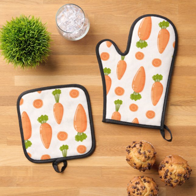 Set De Manoplas Patrón de zanahoria y rodaja (De arriba hacia abajo)
